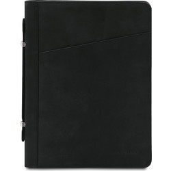 Cesare Leather document case with handle and ring binder - Μαύρο