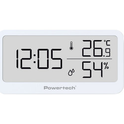 POWERTECH επιτραπέζιο ψηφιακό ρολόι PT-1656 με θερμόμετρο & υγρασιόμετρo, λευκό PT-1656