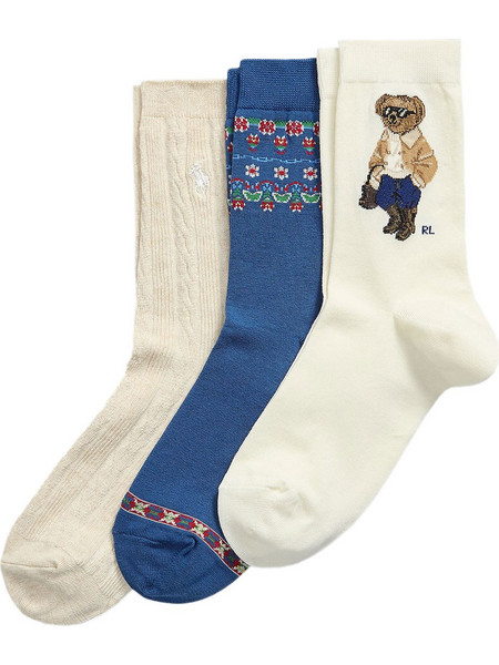 Polo Ralph Lauren Bci Cotton-Wint Br-Crw Ανδρικές Κάλτσες Λευκές 3Pack 455P18211001-100