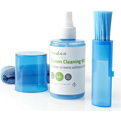 NEDIS CLSN120BU 233-0406, 3-σε-1 κιτ καθαρισμού, 200 ml υγρό + πανάκι + βουρτσάκι, Αντιστατικό, χωρίς αλκοόλ, καθαριστικό κιτ για την οθόνη της τηλεόρασης, του tablet, του smartphone ή του Η/Υ
