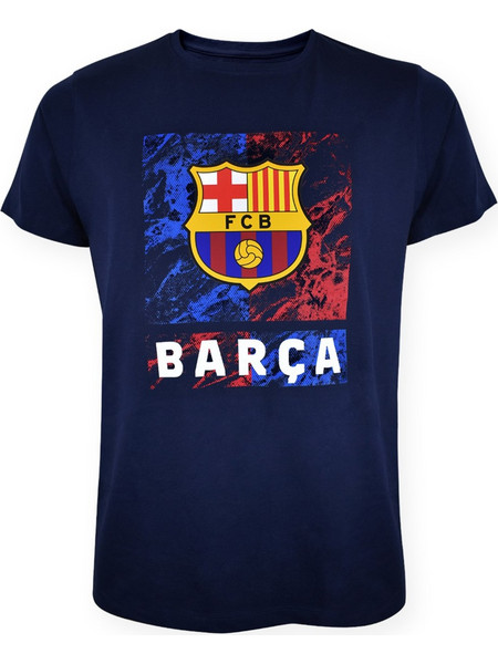 FC Barcelona Official T-Shirt - Navy 'Marble' Crest Print - Size M (5001CMARN)