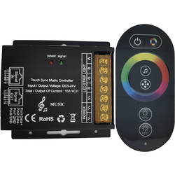 ΣΕΤ ΤΗΛΕΧΕΙΡΙΣΤΗΡΙΟ ΑΦΗΣ RF + ΔΕΚΤΗΣ ΜΕ ΜΙΚΡΟΦΩΝΟ, ΤΑΙΝΙΑ RGBW, ΜΟΥΣΙΚΗ, 5-24V, 8A, 25-30M, IP20 / JLSYNC04
