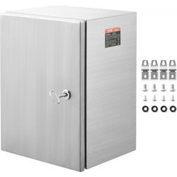 VEVOR Steel Electrical Box, 40.6 x 30.5 x 15.2 cm, 304 Stainless Steel Electrical Enclosure Box, Wall-Mounted Outdoor Electrical Electronic Equipment Enclosure with Mounting Plate Hinges Lock, IP66 Wa