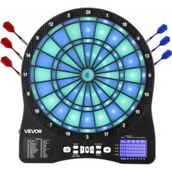 VEVOR Electronic Dart Board, LED-Illuminated Target Dartboard with 48 Games & 500+ Variations, Includes 6 Dart Shafts with Flights & 50 Soft Tips, Cricket Scoring LCD Screen - Supports Up to 8 Players