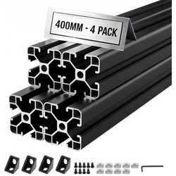 VEVOR 4PCS 4040 Aluminum Extrusion Profile, 15.75 Inch 400 mm, T Slot European Standard Anodized Linear Rail, High-Strength Extruded Aluminum Rail, for 3D Printer Parts and CNC DIY Workbench, Black