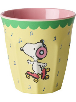 Rice - Melamine Cup with Snoopy Print - Yellow and Pink - Medium - 250 ml
