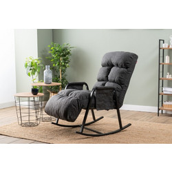 Rocking Chair Lena Single Dark Grey Fabric: 100% Linen Fabric
