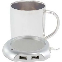 USB Cup Heater - USB ΘΕΡΜΑΙΝΟΜΕΝΗ ΒΑΣΗ ΓΙΑ ΚΟΥΠΕΣ & USB hub 4 Port 2in1 BasicXL