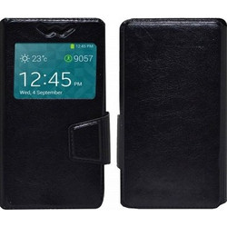 Δερμάτινη θήκη πορτοφόλι με παράθυρο για Alcatel Pixi 4 (5) μαύρη (Ancus)