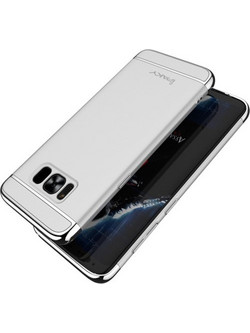 IPAKY 3 σε 1 Electroplating Θήκη Σκληρή για Samsung Galaxy S8 Plus G955 - Ασημί