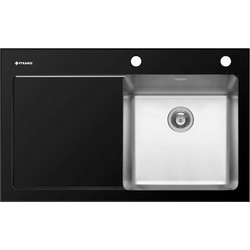 Pyramis Crystalon Ένθετος Νεροχύτης Inox Μαύρος Δεξιά Γούρνα 86x53cm