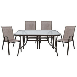HomeMarkt Σετ Τραπεζαρία Κήπου Μεταλλικό 5τμχ Καφέ HM5200.02