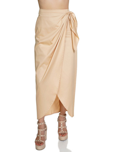 Kendall + Kylie Μακριά Φούστα Σατέν Ψηλόμεση Μπεζ KKW3815005