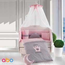 Abo Little Princess Σετ Κούνιας Pink/Grey 9τμχ