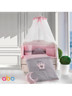 Abo Little Princess Σετ Κούνιας Pink/Grey 9τμχ
