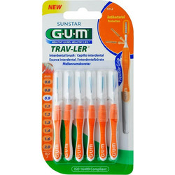 Gum 1412 Trav-ler Μεσοδόντια Βουρτσάκια 0.9mm Πορτοκαλί 6τμχ