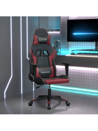 vidaXL Καρέκλα Gaming Δερματίνης με Ρυθμιζόμενα Μπράτσα Μαύρη Μπορντό 3143694
