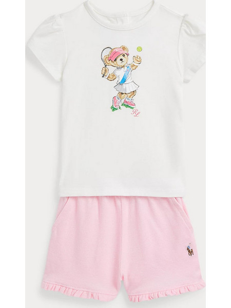 Polo Ralph Lauren Παιδικό Σετ για Κορίτσι Καλοκαιρινό Λευκό Ροζ 310944005001