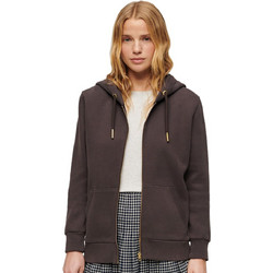 Superdry Γυναικεία Ζακέτα Φούτερ Μακριά με Κουκούλα και Φερμουάρ Καφέ W2012060A-Q29