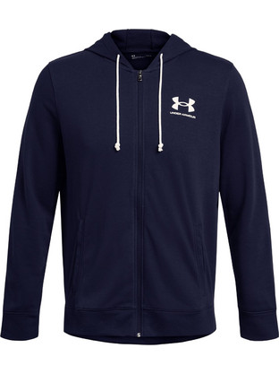 Under Armour Rival Terry Ανδρική Ζακέτα Φούτερ με Κουκούλα και Φερμουάρ Μπλε Navy 1370409-410
