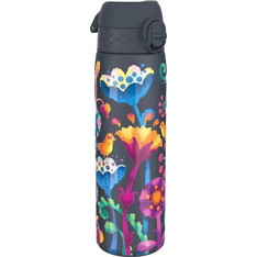 Ion8 Floral Παιδικό Μπουκάλι Ανοξείδωτο BPA Free με Καλαμάκι Μαύρο 500ml