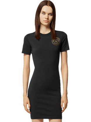 Versace Mini Καλοκαιρινό Καθημερινό Μπλουζοφόρεμα Μαύρο 76HAOT02-CJ03T-G89