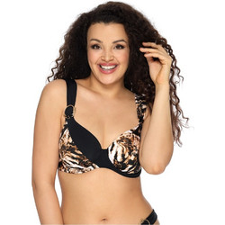 Ava Bikini Top με Ενίσχυση Animal Print Μαύρο Καφέ SK150