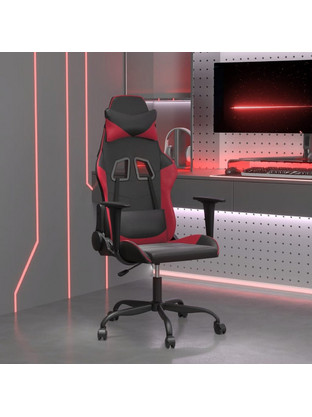 vidaXL Καρέκλα Gaming Δερματίνης με Ρυθμιζόμενα Μπράτσα Μαύρη Μπορντό 345406