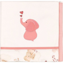 Baby Star Σετ Βρεφικά Σεντόνια Λίκνου Βαμβακερά 70x95 Elephant White Pink