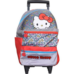 SunCe Hello Kitty Σχολική Τσάντα Τρόλεϊ Δημοτικού Κόκκινη Γκρι VKR-6835