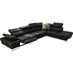PoliHome Gelito Relax Γωνιακός Καναπές Κρεβάτι Δεξιά Γωνία με Αποθηκευτικό Χώρο Μαύρος 350x225x100cm 162530249