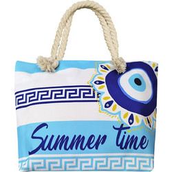 Summer Υφασμάτινη Τσάντα Θαλάσσης Ώμου Γαλάζια 34x50cm 622942
