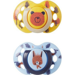 Tommee Tippee Fun Style Ορθοδοντικές Πιπίλες Σιλικόνης 6-18m Κίτρινο Γαλάζιο 2τμχ
