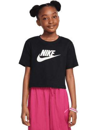 Nike Παιδικό Crop Top Κοντομάνικο Μαύρο FZ5548-010