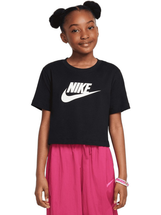Nike Παιδικό Crop Top Κοντομάνικο Μαύρο FZ5548-010