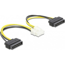 DeLOCK 83020 Καλώδιο Τροφοδοσίας 8-Pin EPS Male to 2 x 15-Pin SATA Male 0.15m Multicolor