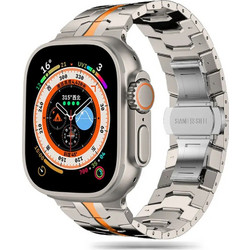 Tech-Protect Stainless Line Λουράκι Μεταλλικό Silver / Orange (Apple Watch 42 / 44 / 45 / 49mm)