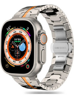 Tech-Protect Stainless Line Λουράκι Μεταλλικό Silver / Orange (Apple Watch 42 / 44 / 45 / 49mm)