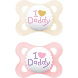 Mam Original I Love Daddy Ανατομικές Ορθοδοντικές Πιπίλες Σιλικόνης 2-6m Κίτρινο Ροζ 2τμχ