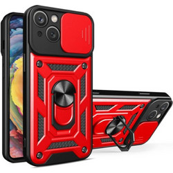 Bodycell Armor Slide Ring Holder Back Cover Red (iPhone 14)