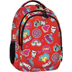 Lyc Sac Funny Σχολική Τσάντα Πλάτης Δημοτικού Κόκκινη 5203592920281