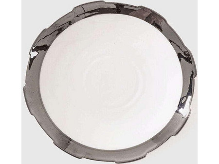 Seletti Machine Πιάτο Γλυκού Πορσελάνης 20cm WHITE-SILVER