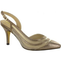 Menbur Γόβες Slingback Δερμάτινες με Τακούνι Στιλέτο Ροζ Χρυσές 09615