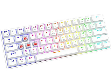 SAVIO Whiteout X2 Ασύρματο Μηχανικό Gaming Πληκτρολόγιο 60% με Outemu Red Διακόπτες RGB White