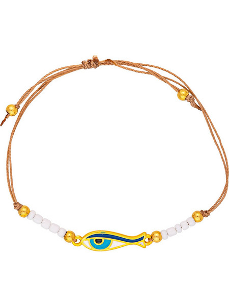 Excite-Fashion Γυναικείο Βραχιόλι Μακραμέ με Ματάκι από Ατσάλι & Κορδόνι Επιχρυσωμένο με Χάντρες B-1785-17