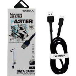 Treqa CA-8553 Braided USB-A to USB-C 1m Black