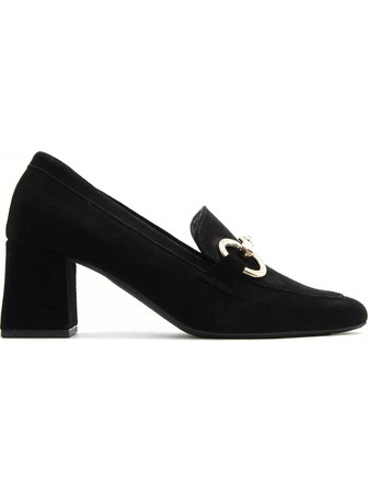 Bacali Collection Γόβες Suede με Χοντρό Χαμηλό Τακούνι Μαύρες BCL-X23-505