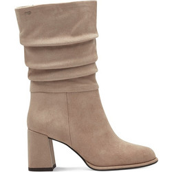 Tamaris Γυναικεία Μποτάκια Suede Μπεζ με Χοντρό Ψηλό Τακούνι 1-25020-43-341