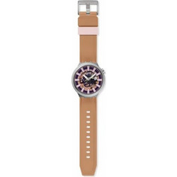 Swatch Terracotta Γυναικείο Ρολόι με Καφέ Καουτσούκ Λουράκι SB07S119