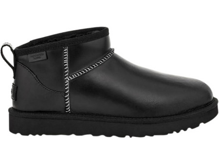 UGG Γυναικεία Μποτάκια Δερμάτινα Μαύρα Αδιάβροχα με Γούνα 1163490-0071